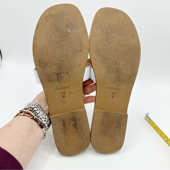 Jon Josef White Leather Greek Key Slip-On Flat Sandals Sz 10‎ - Picture 12 of 15